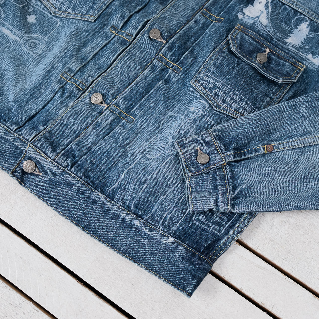 14.25 oz. Denim Jacket 1953 Aged Model Cartoon