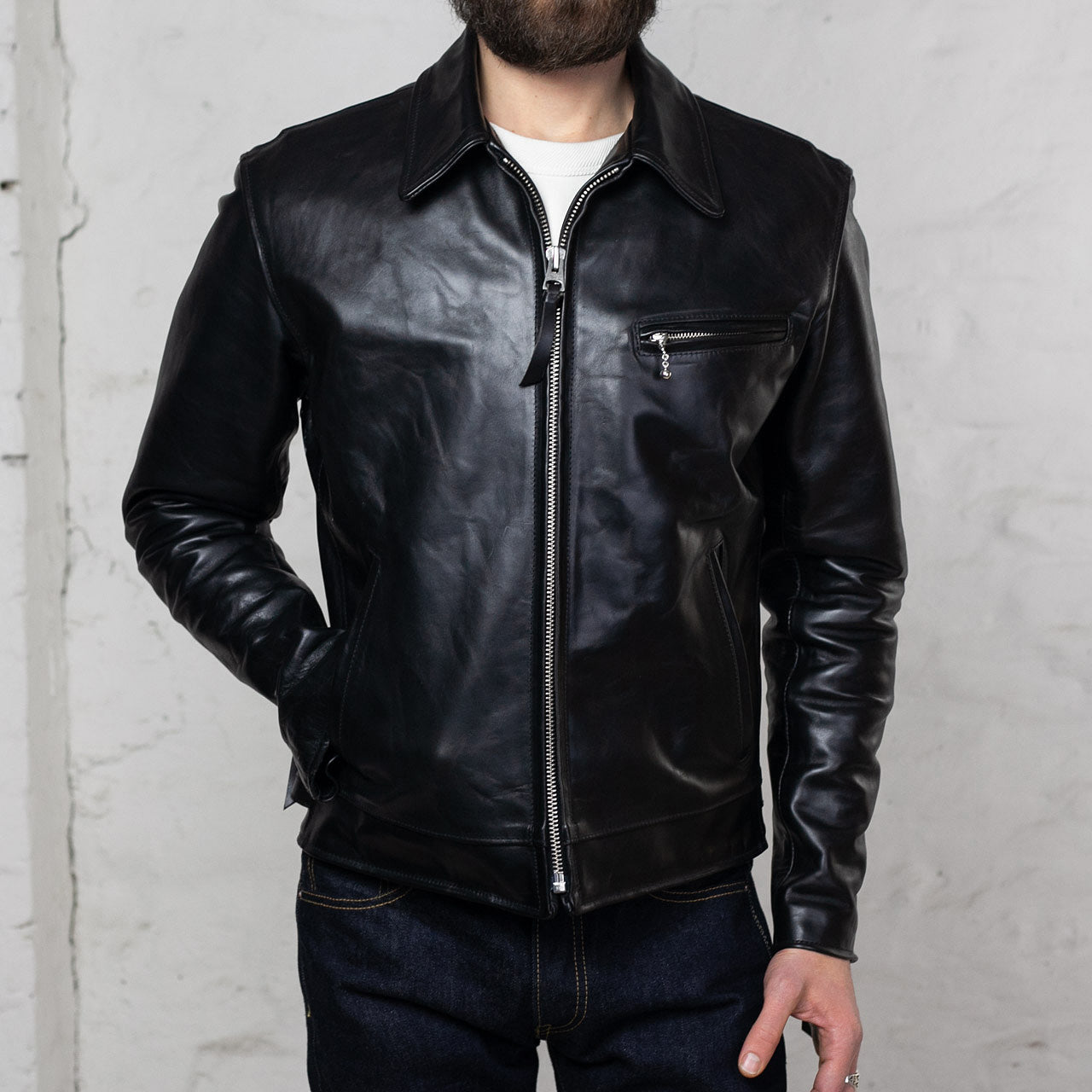 Lederjacke "Youth of America" Rough Out Schwarz
