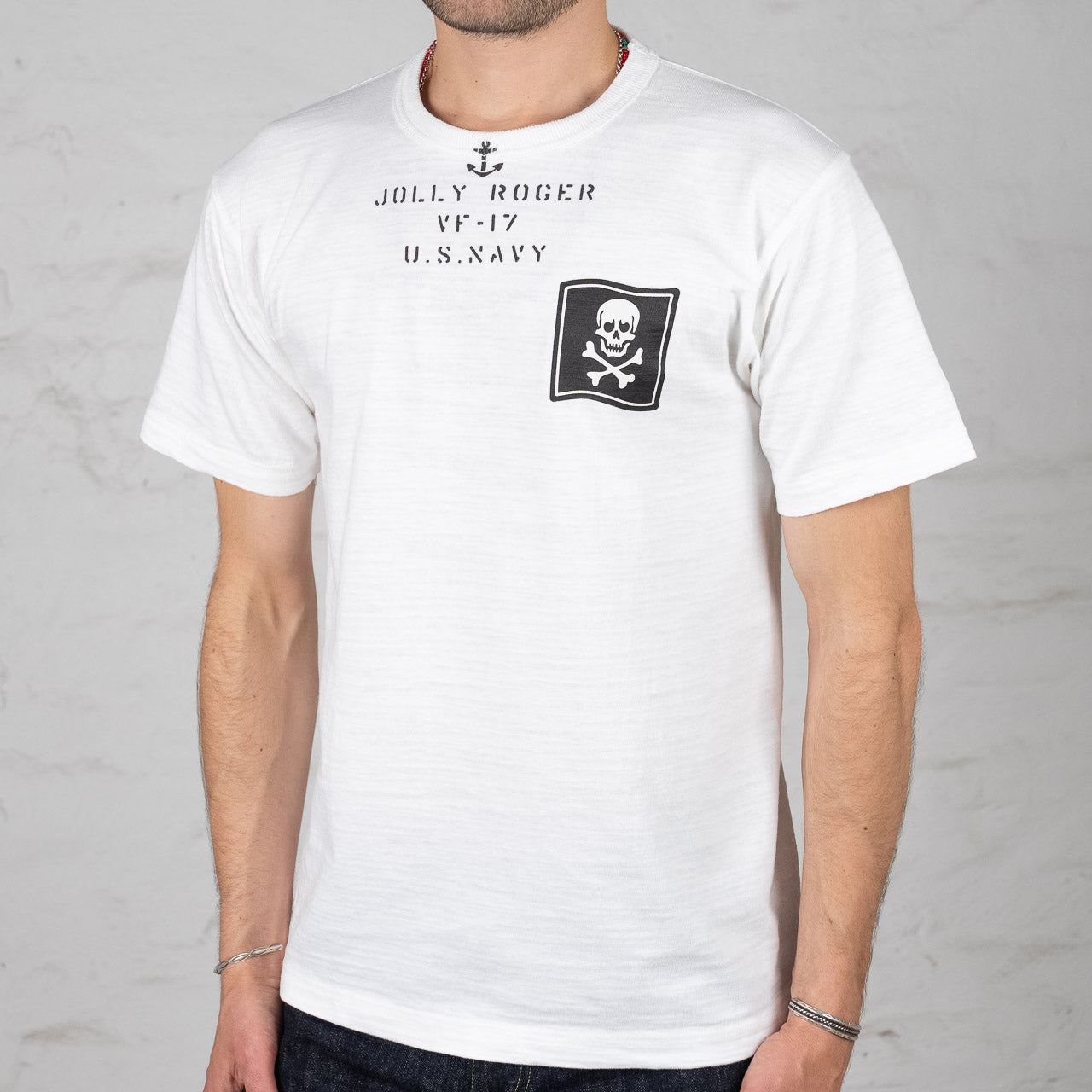 Slub Yarn T-Shirt VF-17 Jolly Roger Weiß