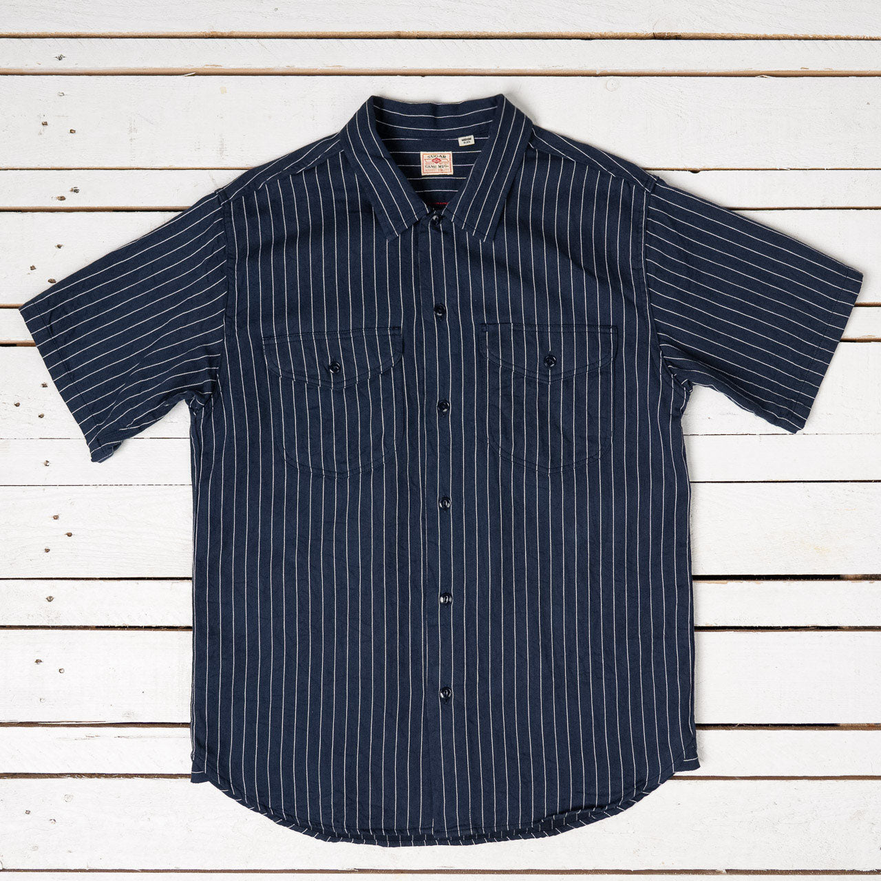 Coke Stripe S/S Work Shirt Navy