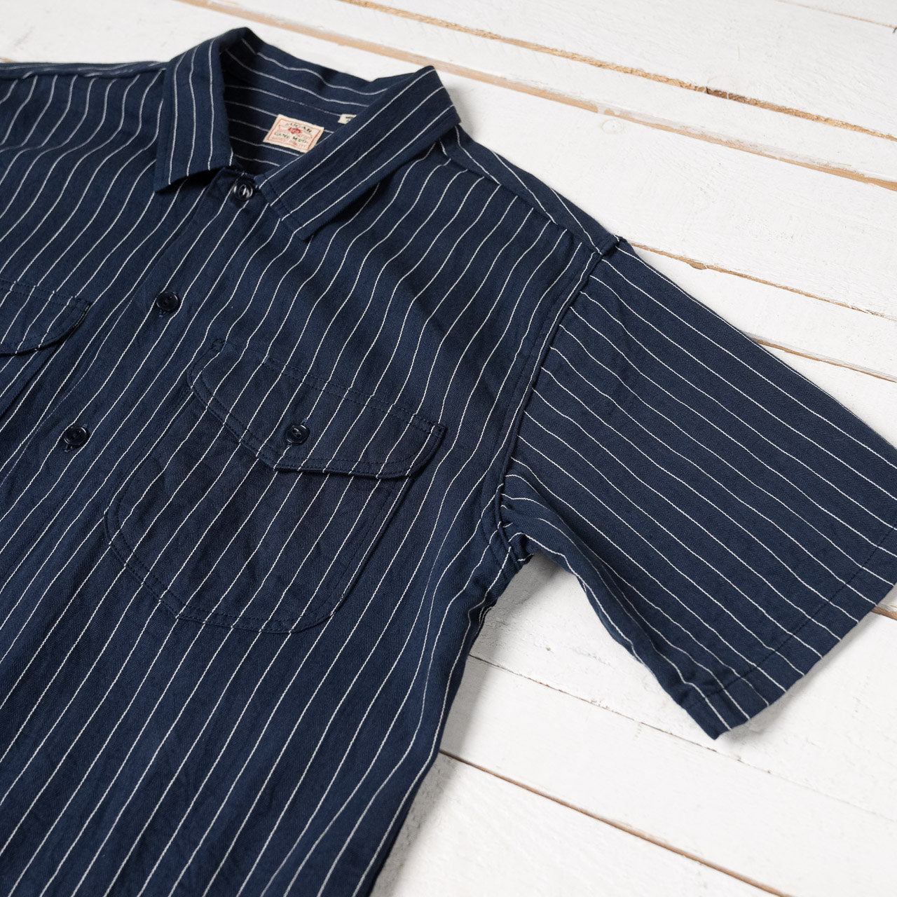 Coke Stripe S/S Work Shirt Navy