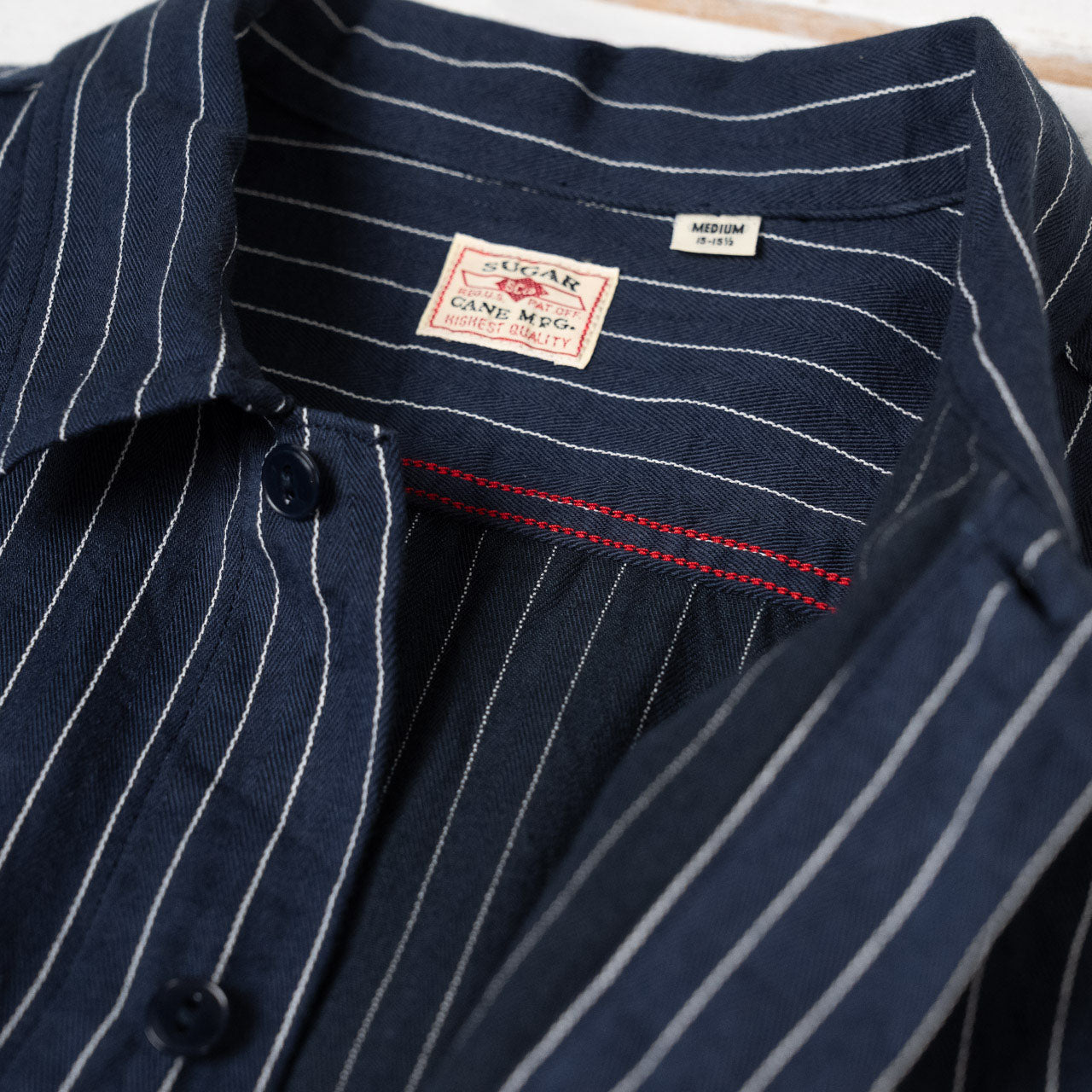 Coke Stripe S/S Work Shirt Navy
