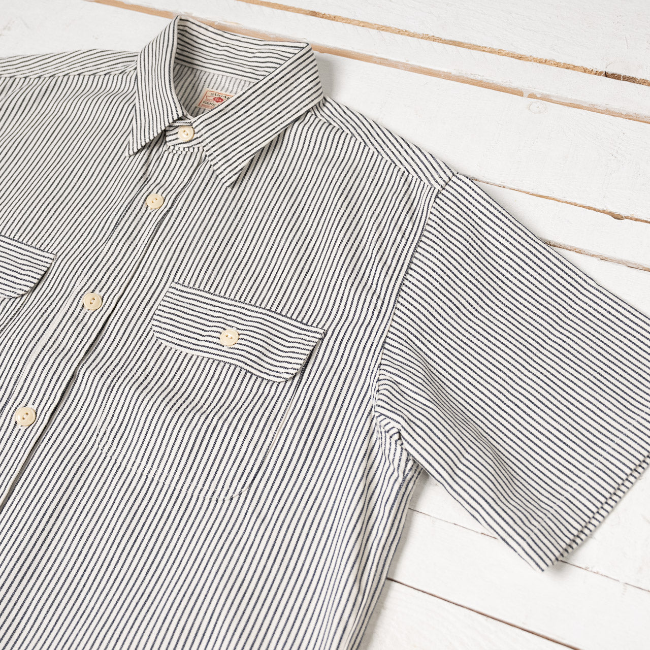 Hickory Stripe S/S Work Shirt Off-White