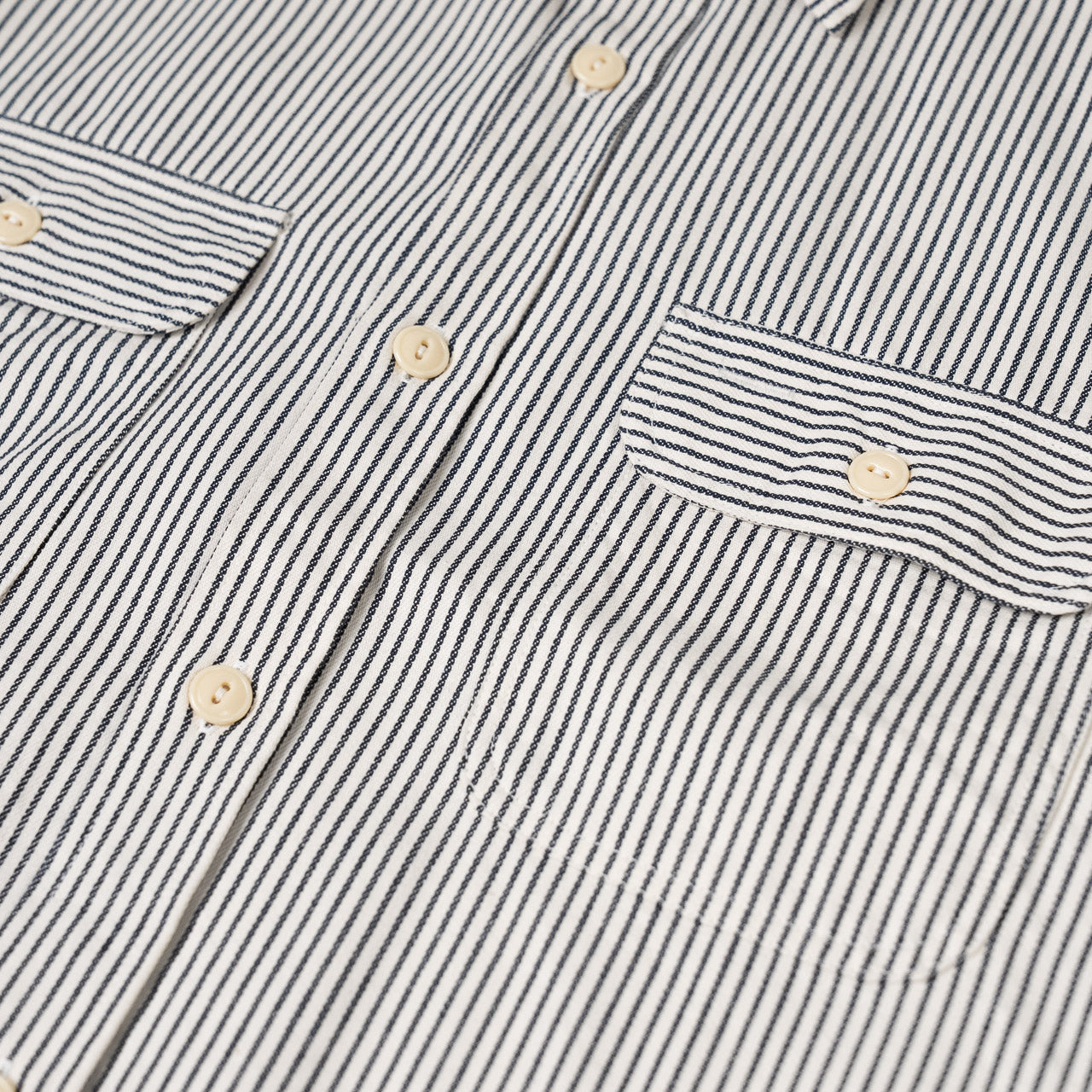 Hickory Stripe S/S Work Shirt Off-White