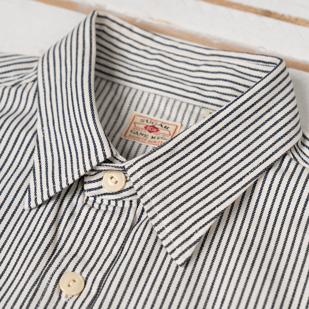 Hickory Stripe S/S Work Shirt Off-White
