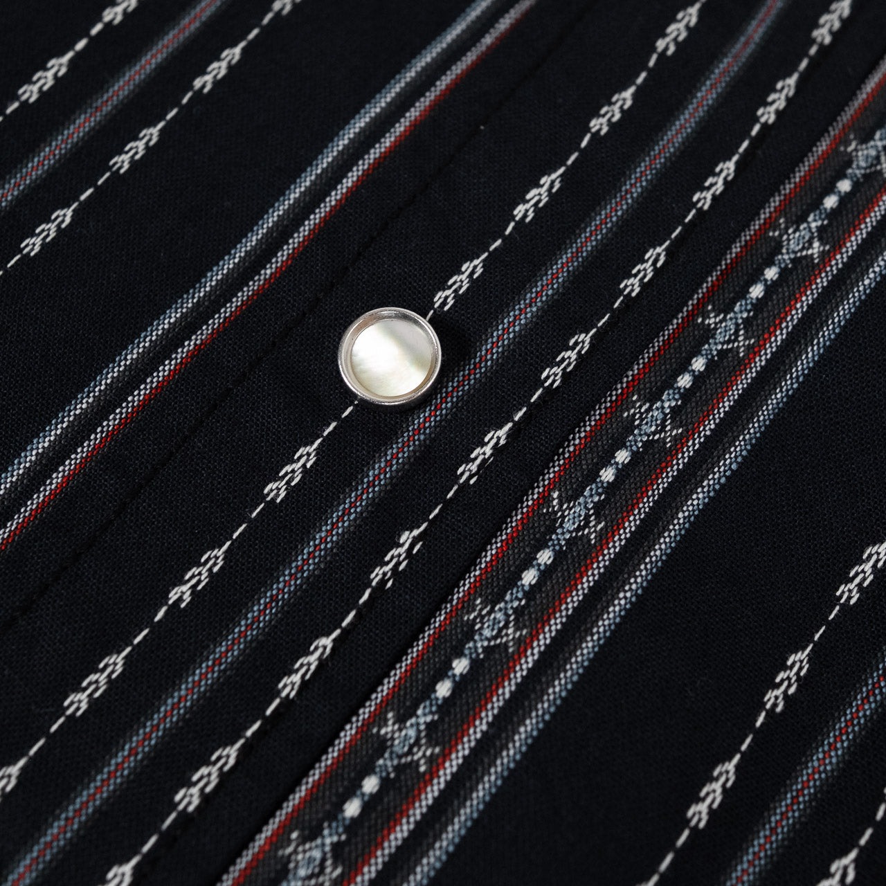 Native American Dobby Stripe Western Shirt Schwarz