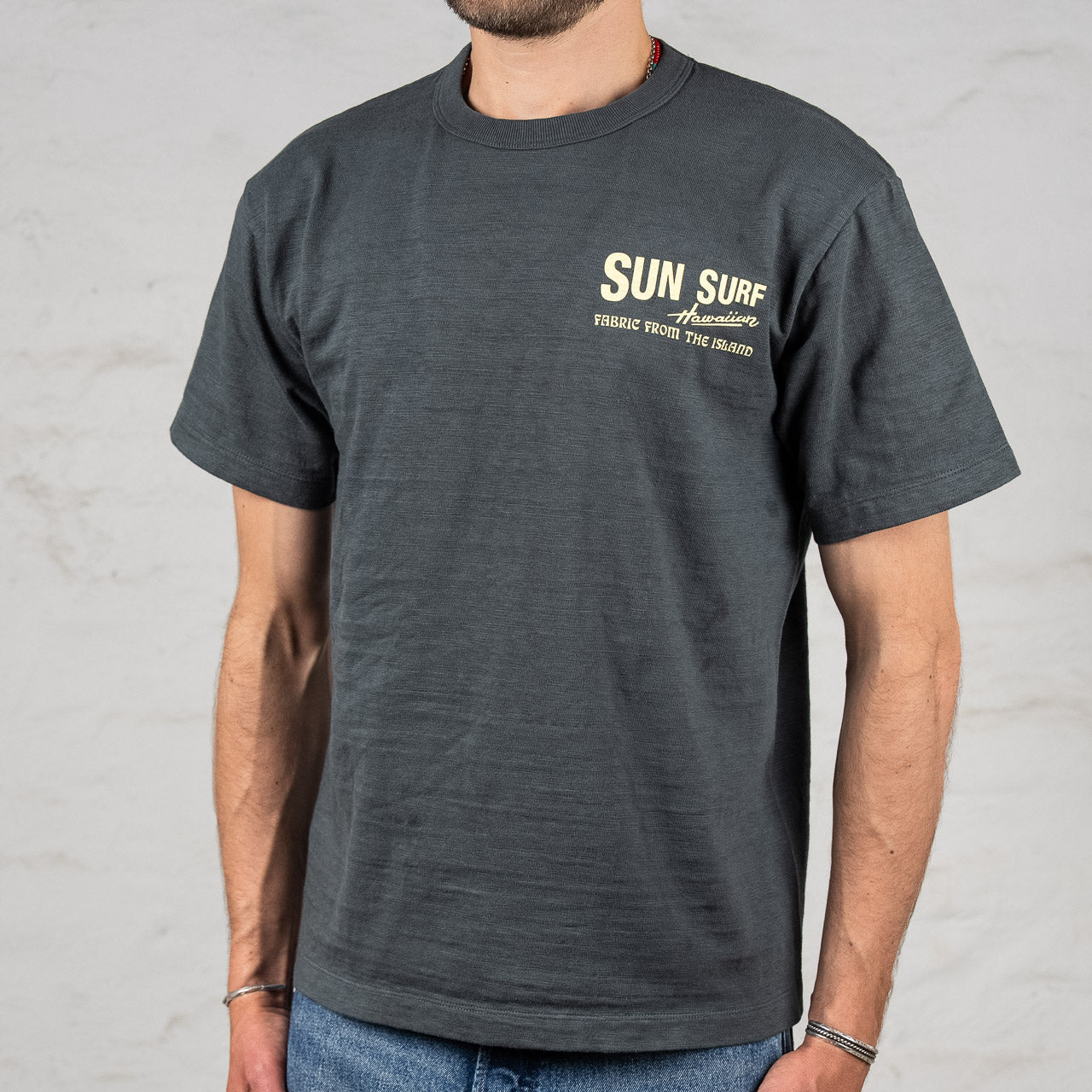 "Sun Surf Logo" Heavy Slub T-Shirt Schwarz