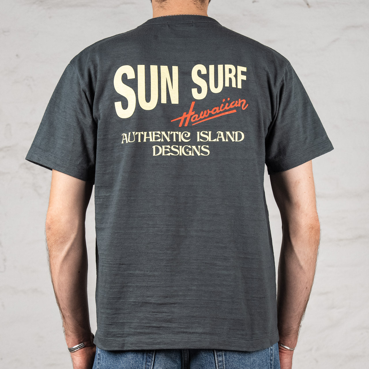 "Sun Surf Logo" Heavy Slub T-Shirt Schwarz