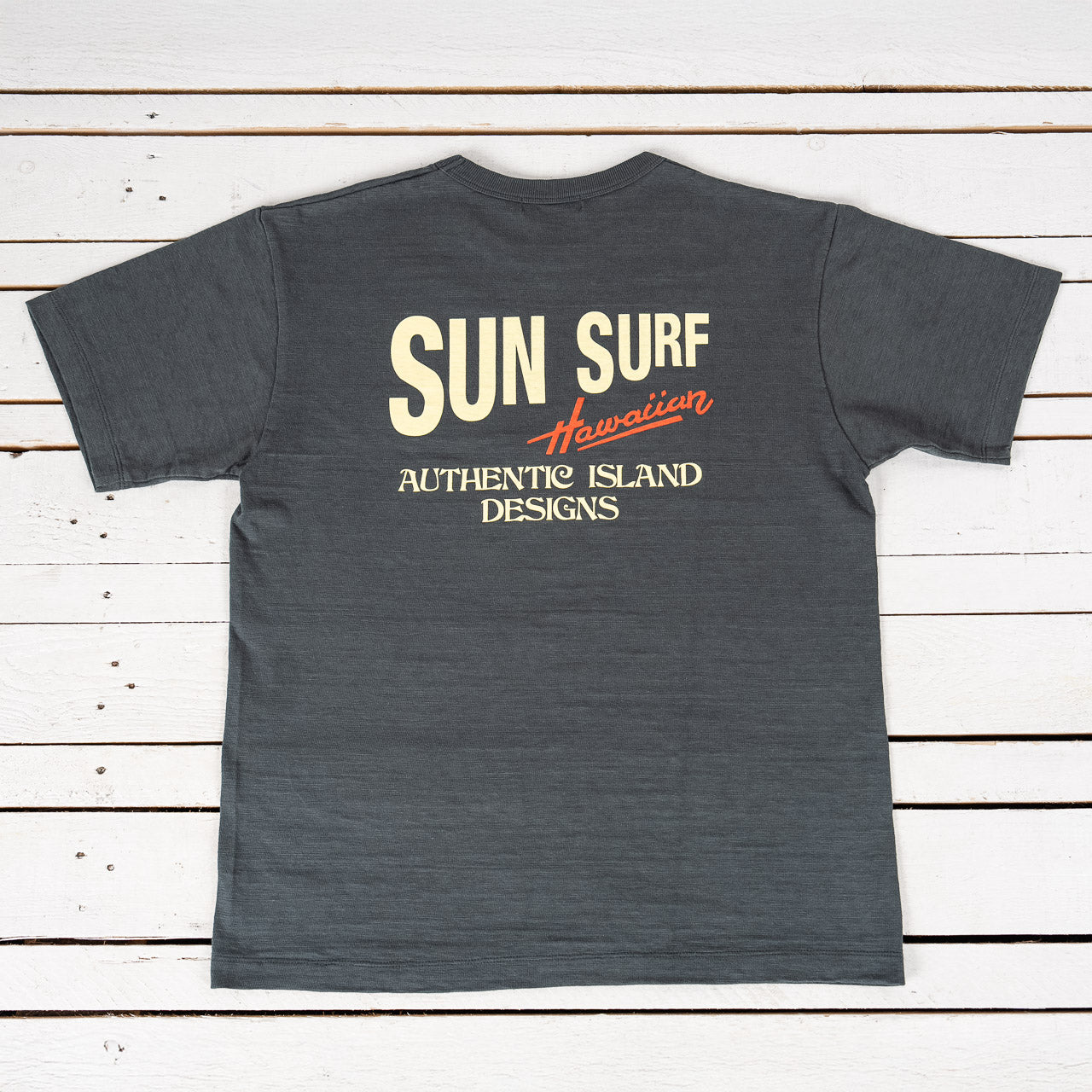 "Sun Surf Logo" Heavy Slub T-Shirt Schwarz