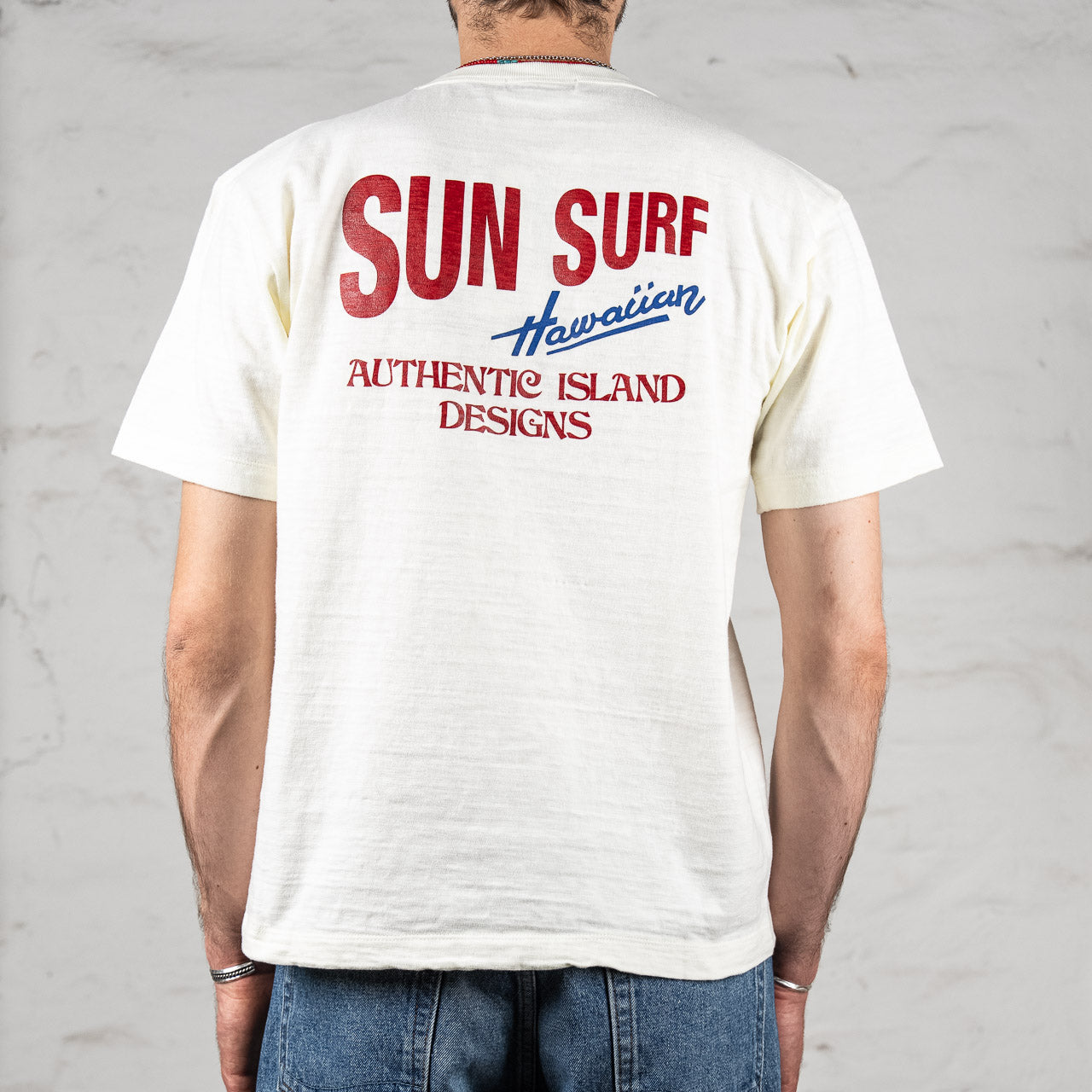 "Sun Surf Logo" Heavy Slub T-Shirt Off-White