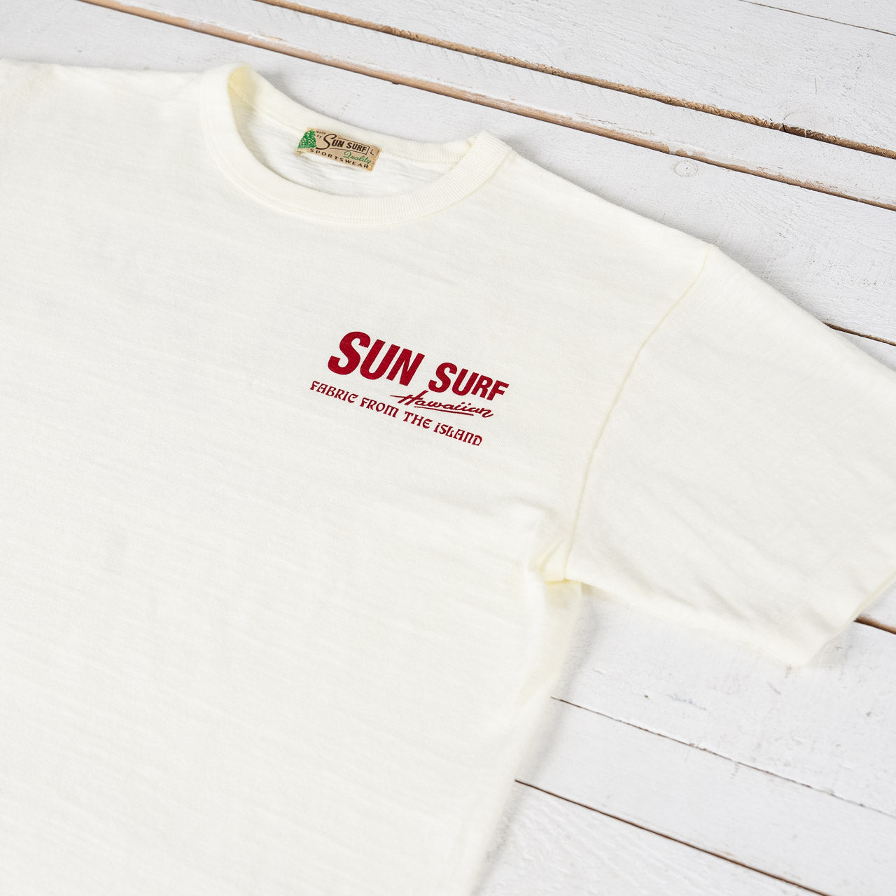 "Sun Surf Logo" Heavy Slub T-Shirt Off-White