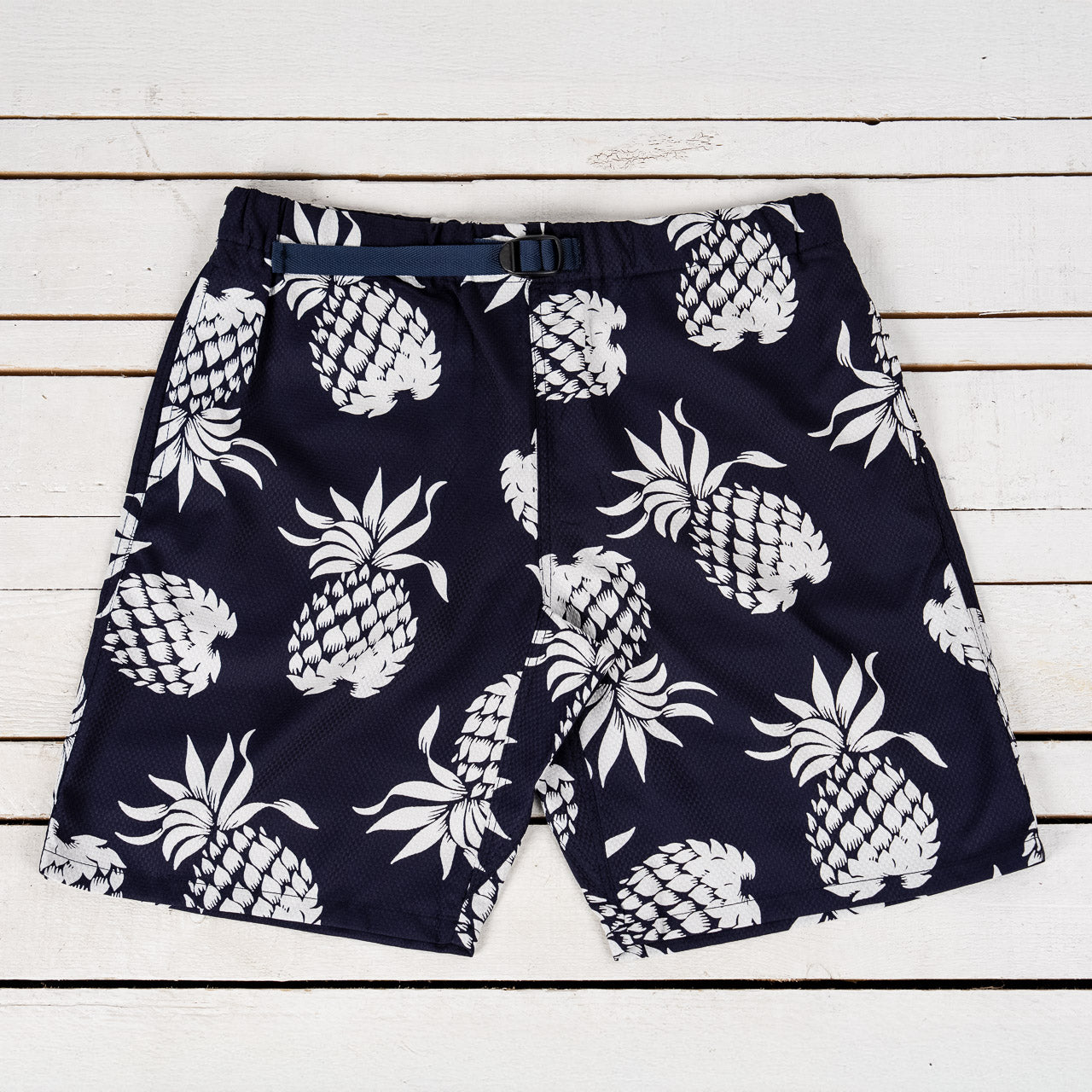 DUKE KAHANAMOKU COOLMAX® HAWAIIAN SHORTS “DUKE'S PINEAPPLE” NAVY