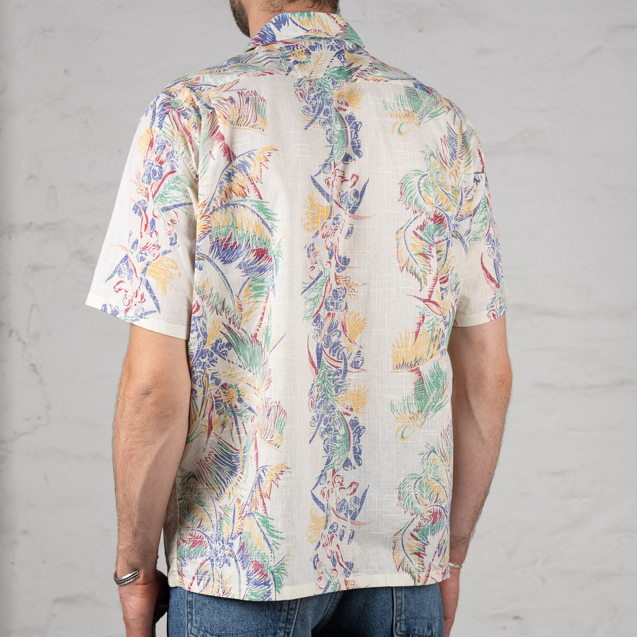 Cotton Linen Slubyarn Open Shirt "Coco Palms" Off-White