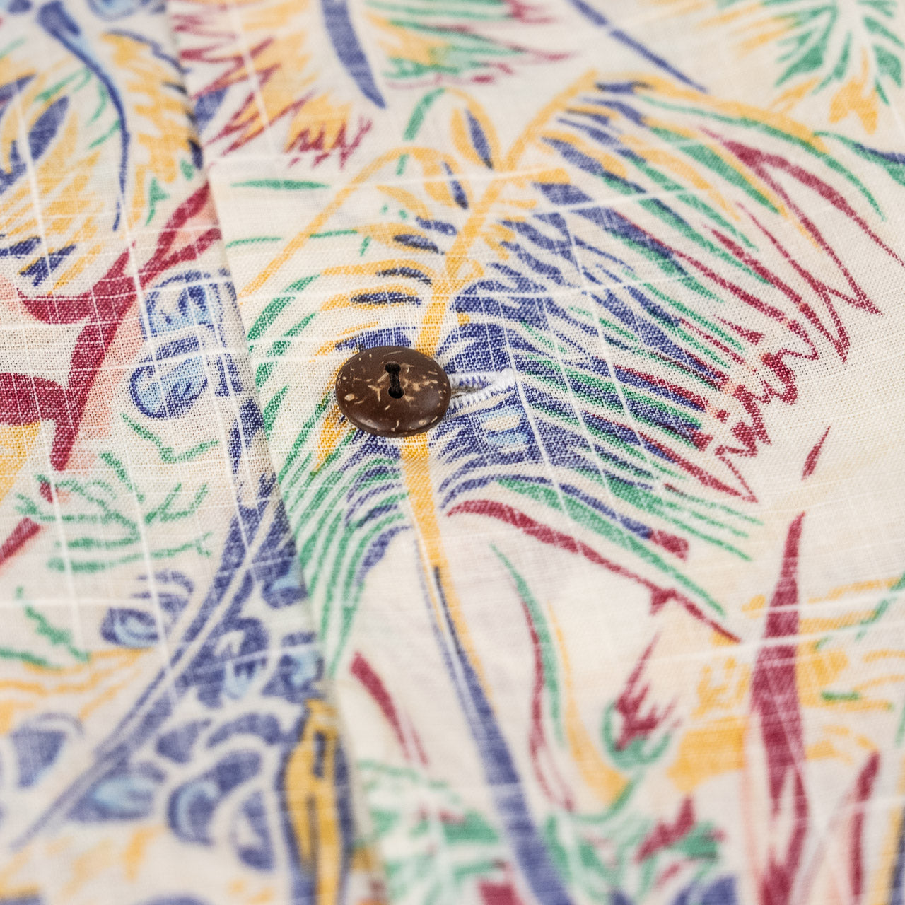 Cotton Linen Slubyarn Open Shirt "Coco Palms" Off-White