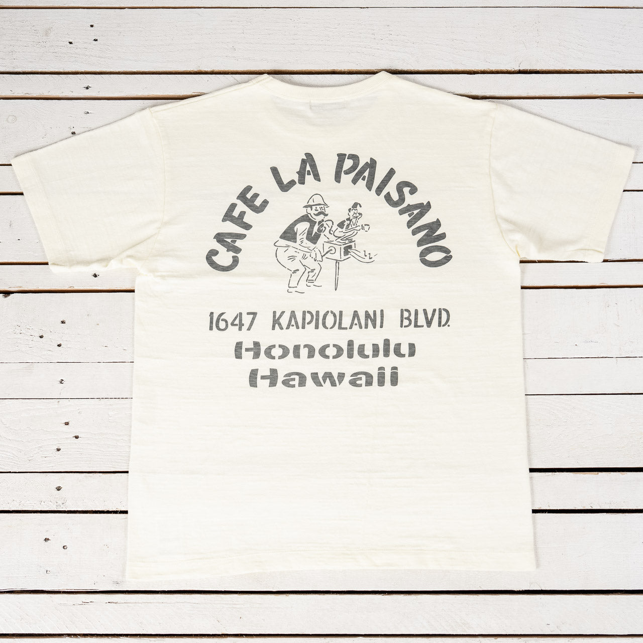 „Café la Paisano“ Heavy Slub T-Shirt Off-White
