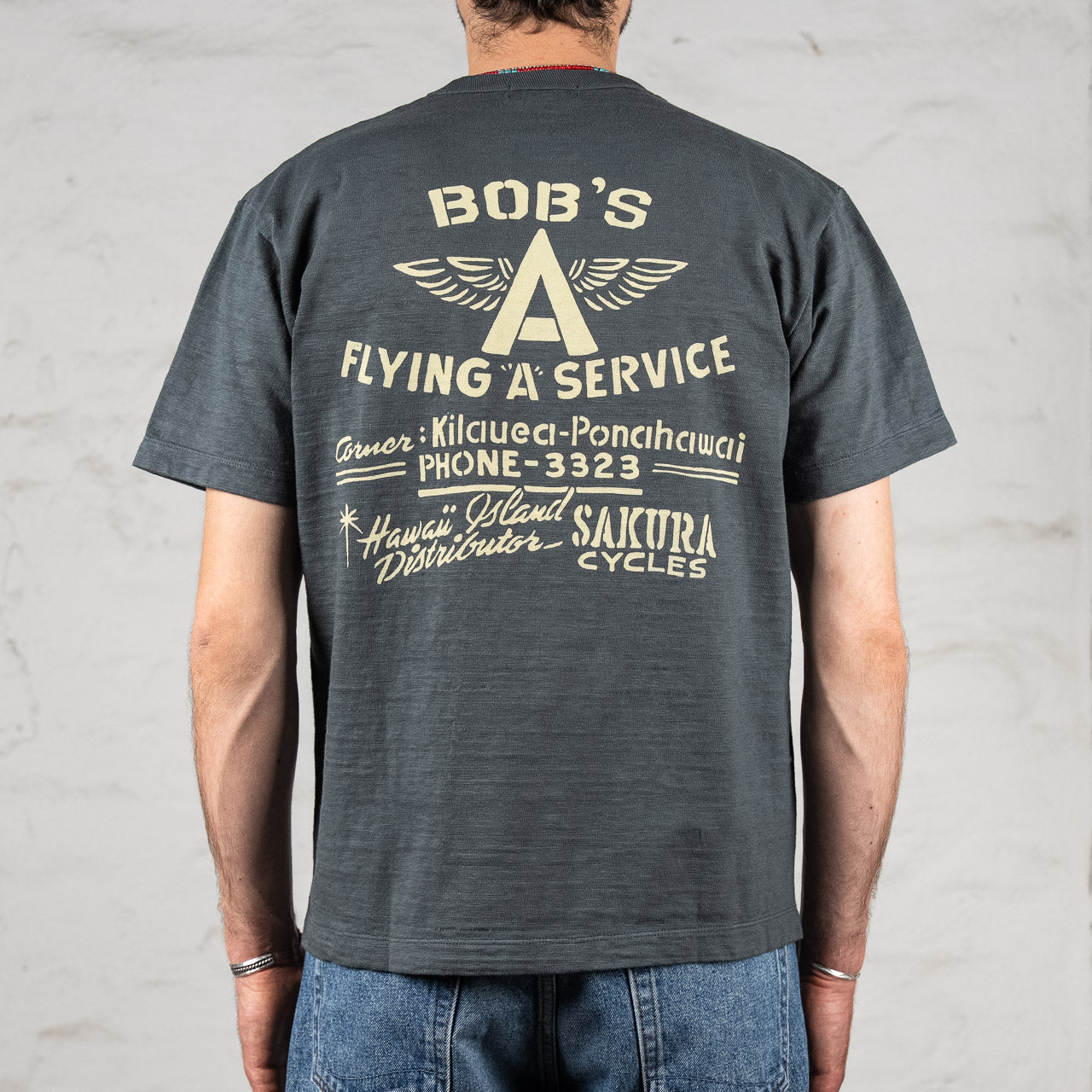 "BOB'S" Heavy Slub T-Shirt Black