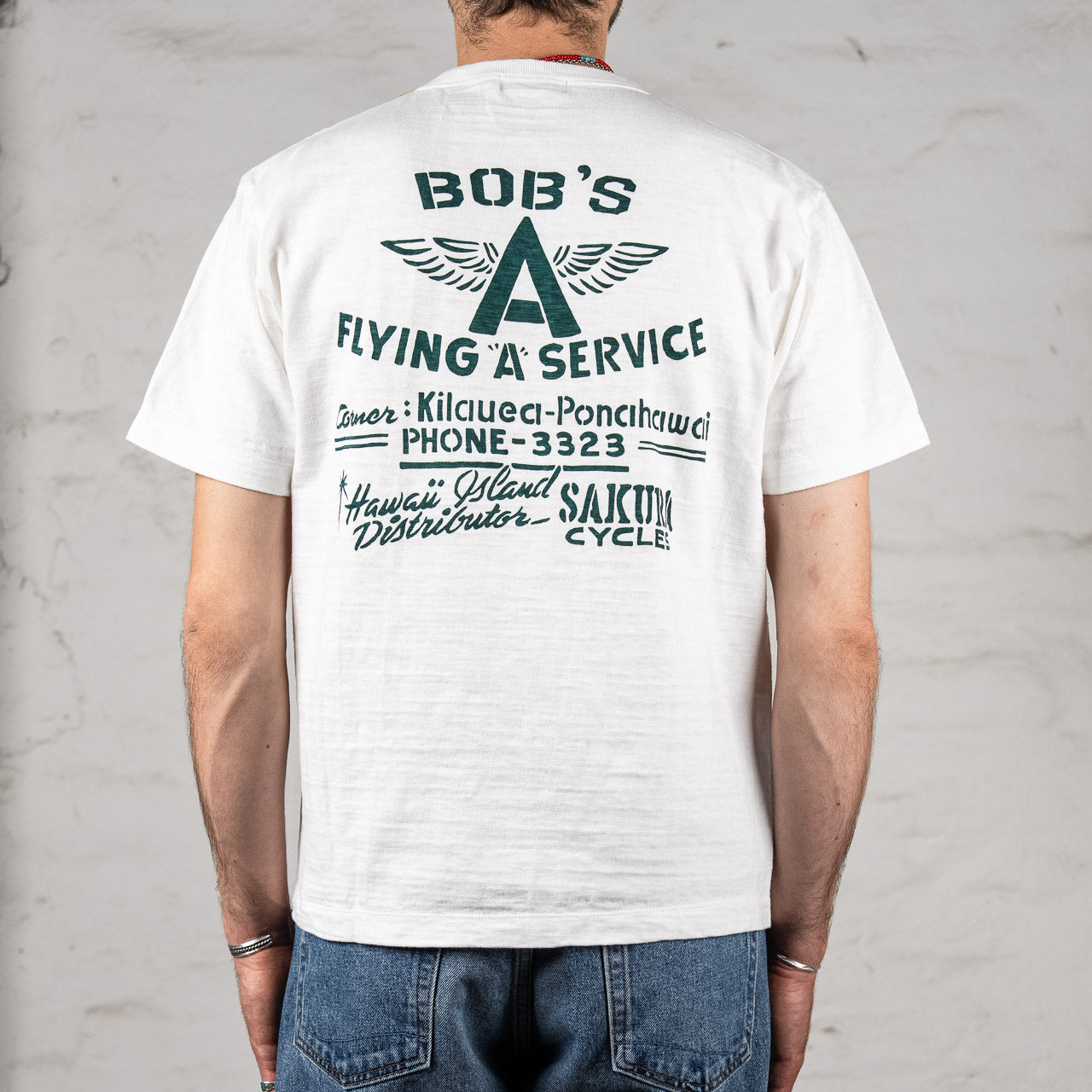 "BOB'S" Heavy Slub T-Shirt Off-White