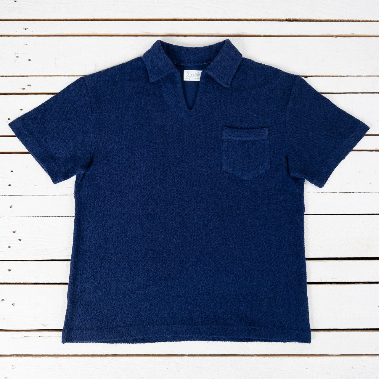 Cotton Pile Skipper Shirt White