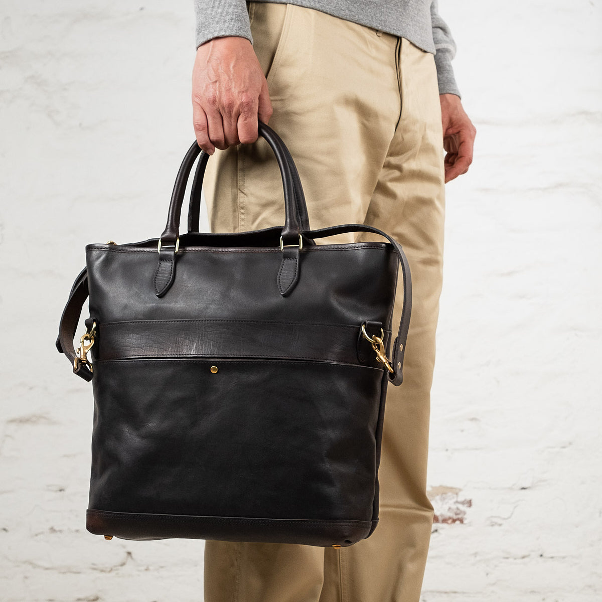 VASCO Leather Travel Tote Bag Black