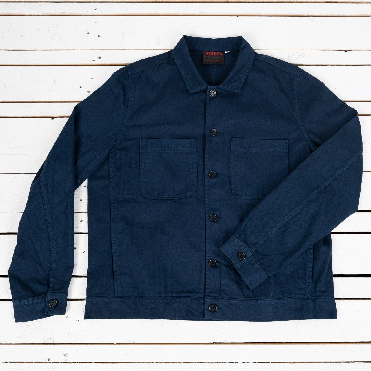 Bomber Jacket Herringbone Canvas Navy