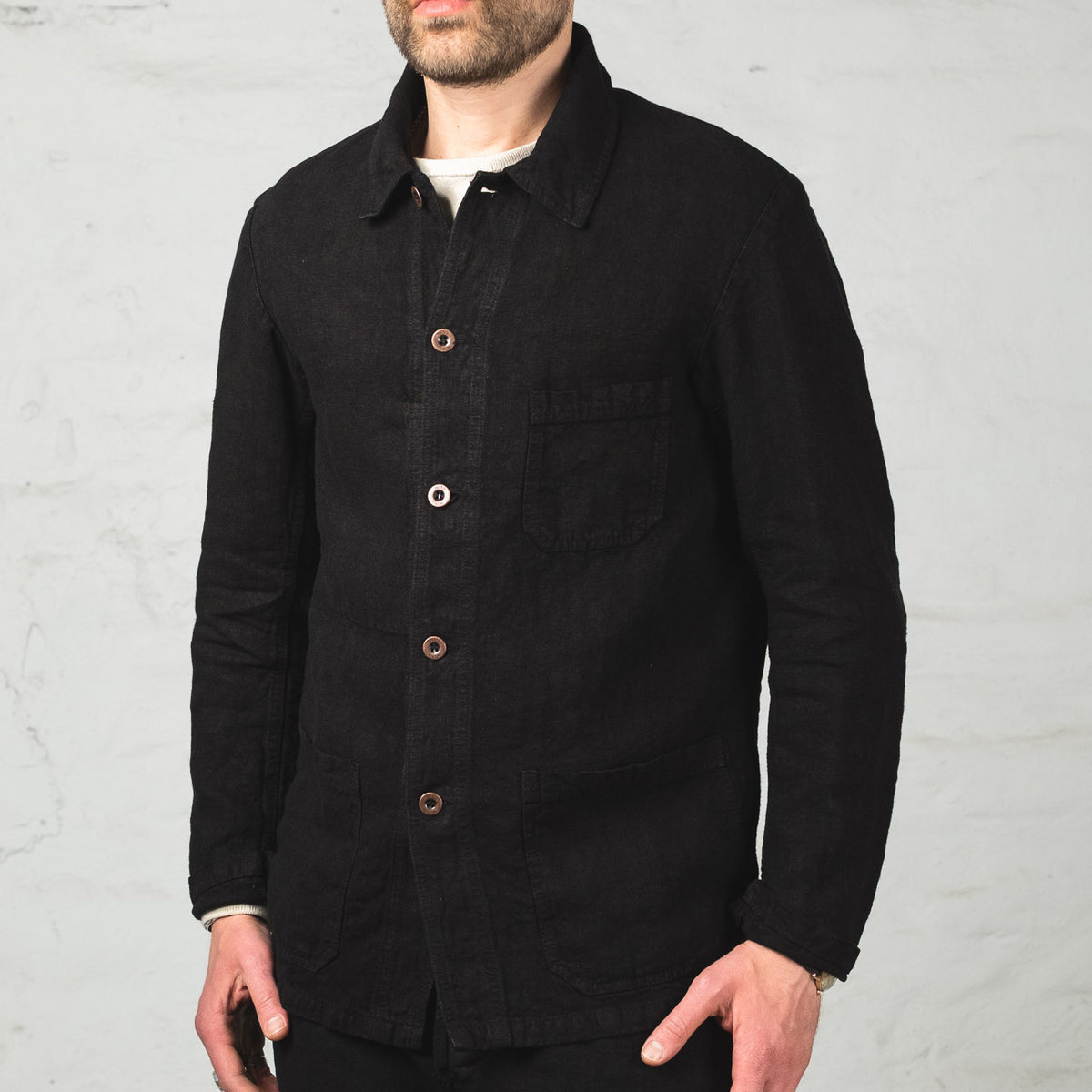 Heavy Linen Weaved Jacket Black
