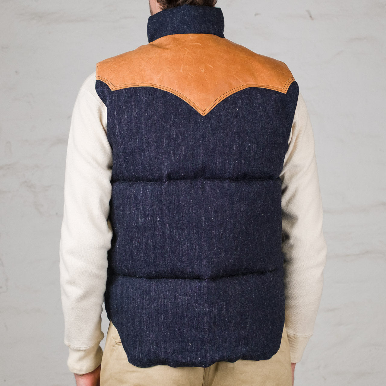 Rocky Mountain x Warehouse Herringbone Twill Down Vest Indigo