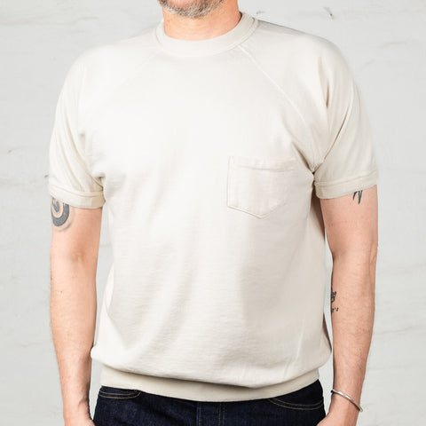 Short Sleeve Pocket Sweatshirt Cream
