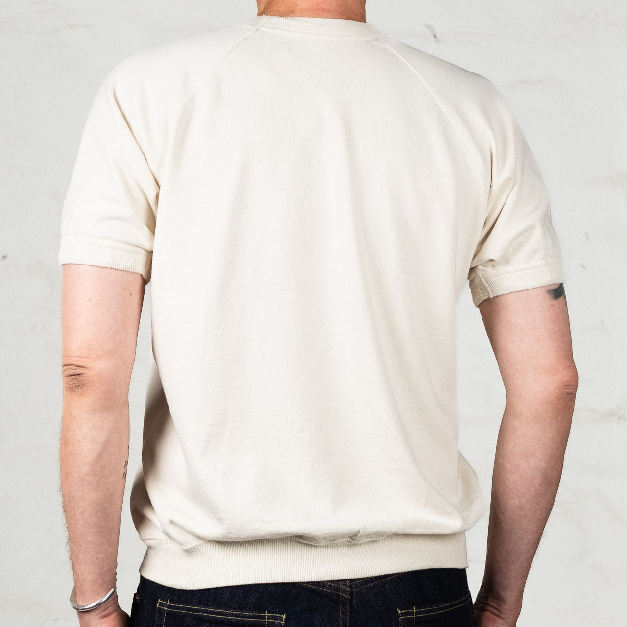 Short Sleeve Pocket Sweatshirt Cream