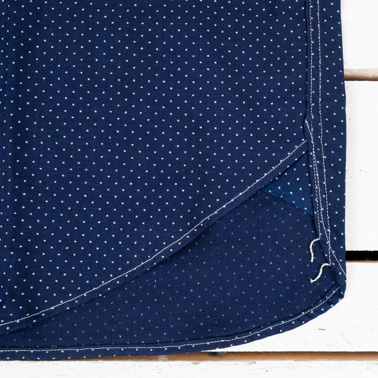 Wabash Dot Print Shirt Round Collar Indigo