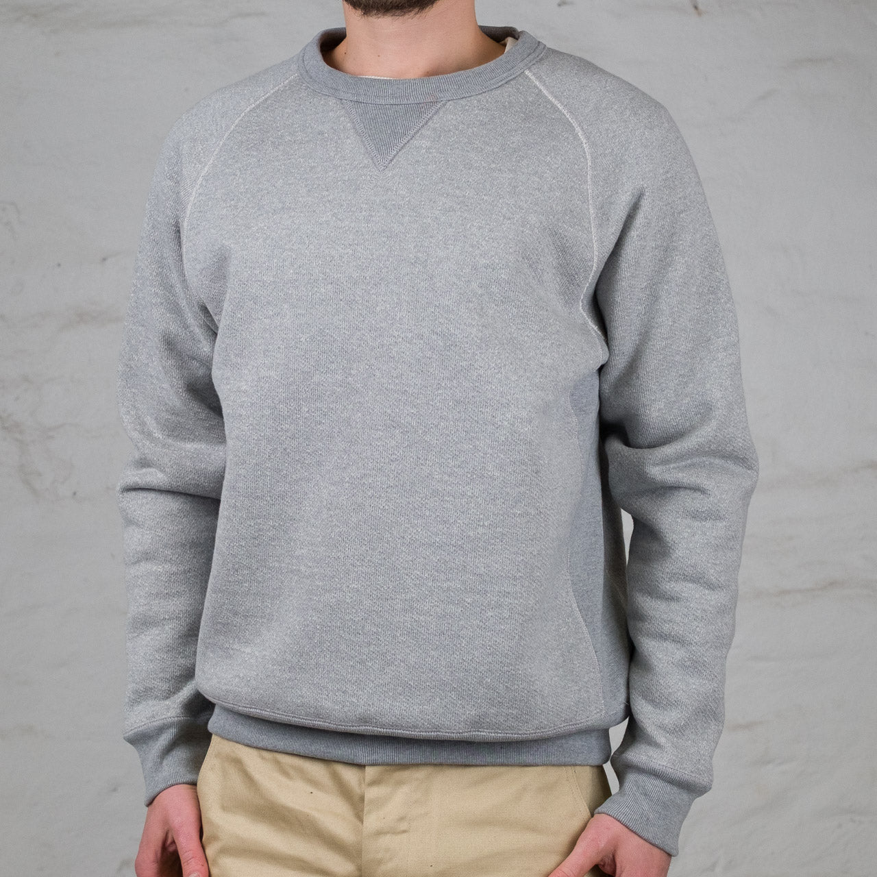 Double Heavyweight Pullover Crewneck Grau Meliert