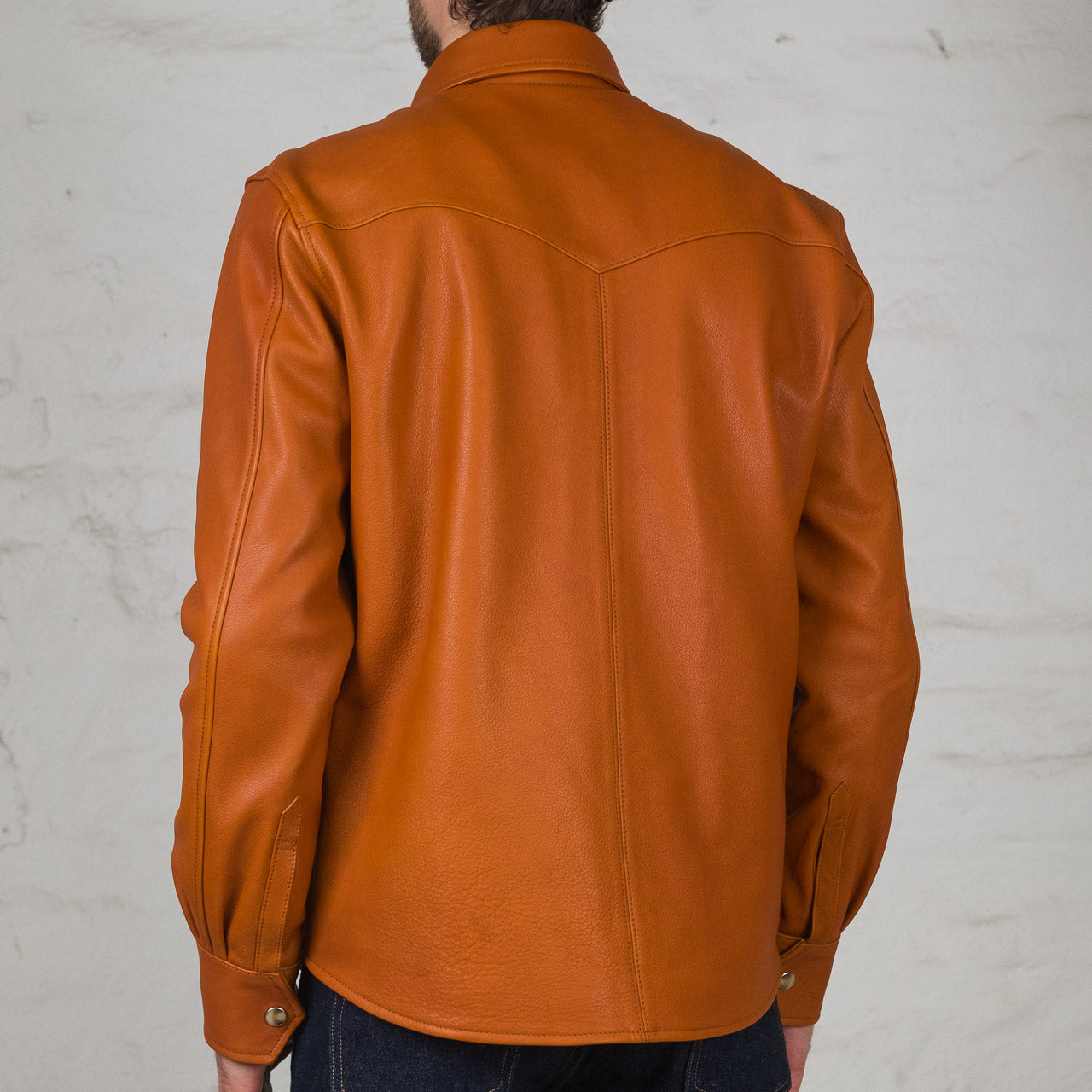 Oiled Steerhide Western Shirt Camel