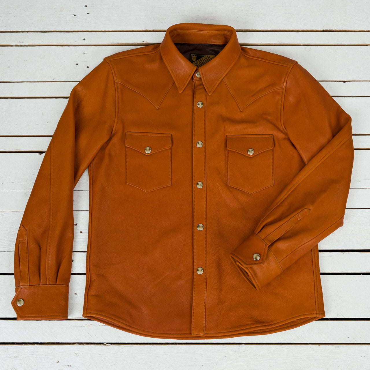 Oiled Steerhide Western Shirt Camel