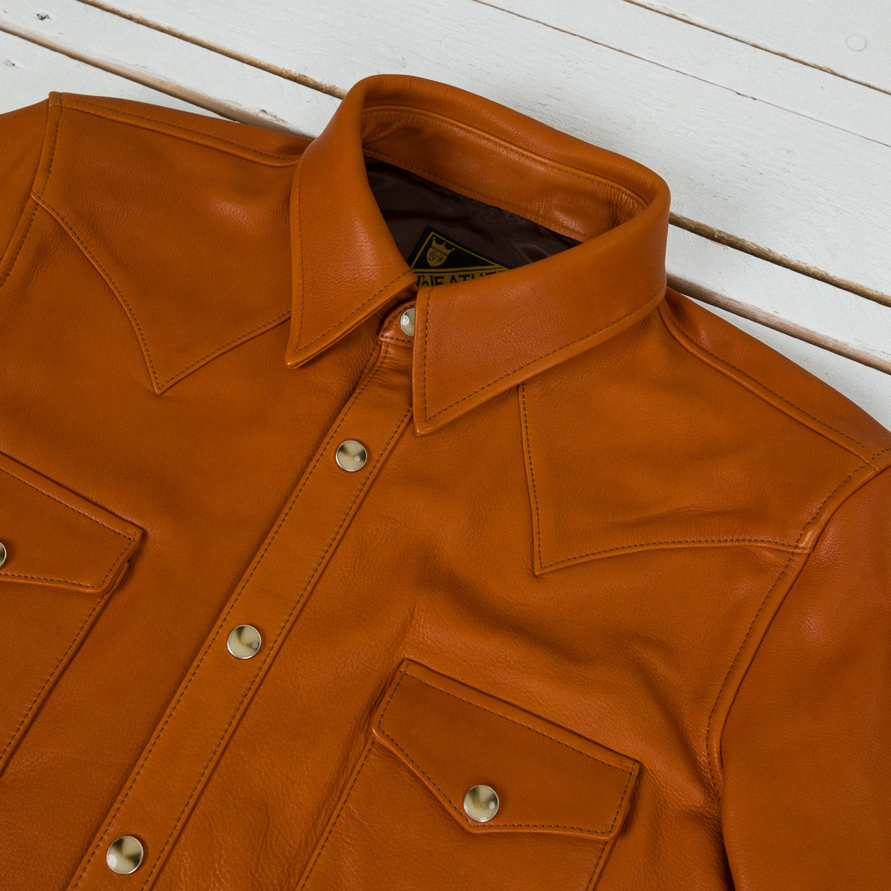 Oiled Steerhide Western Shirt Camel