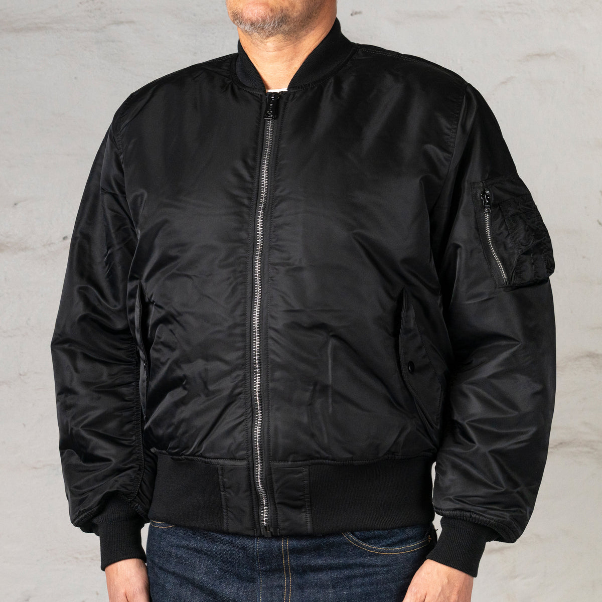 Bomber MA-1 VF 59 coupe vintage, édition minimaliste, noir