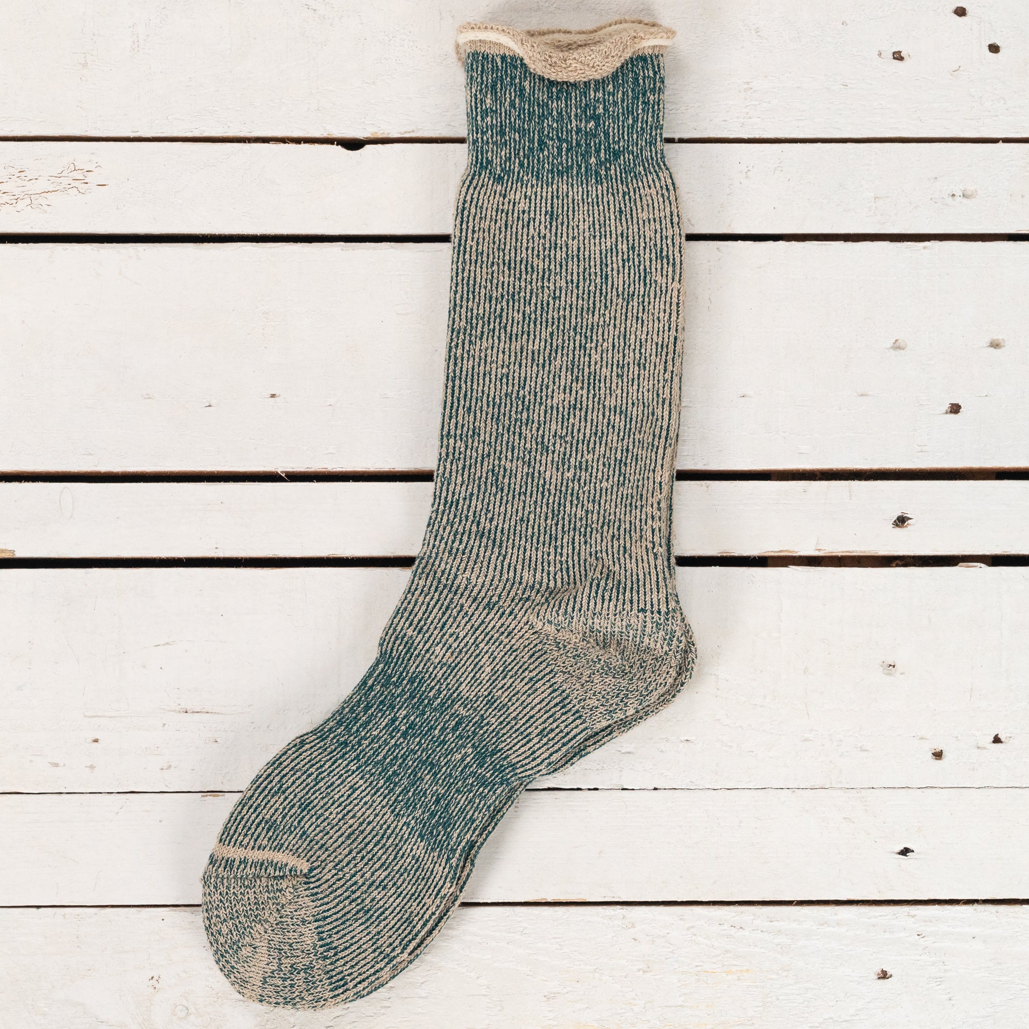 Hemp Thich Pile Crew Socks Khaki Melange