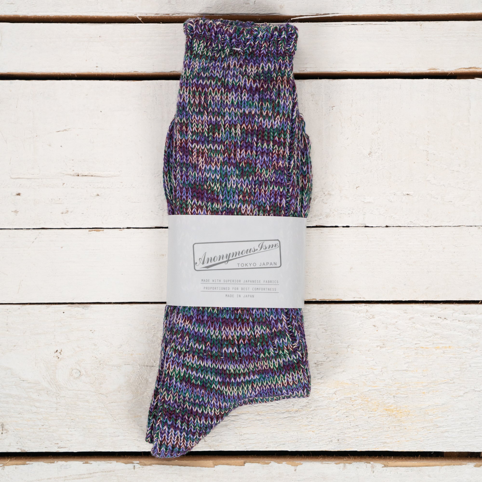 5 Color Mix Crew Socks Purple