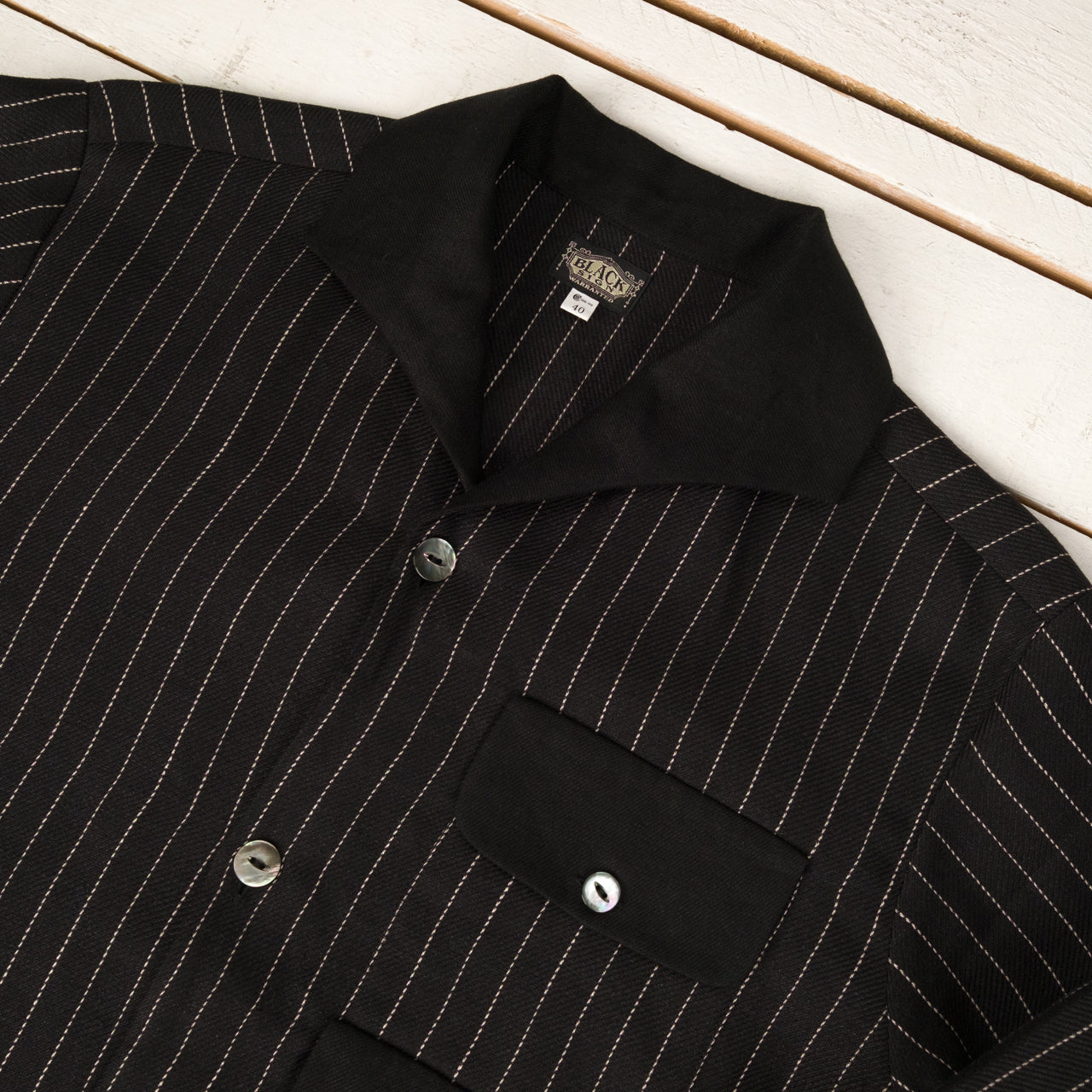 Italian Collar 2 Tone GIGORO Jacket Rain Stripe Black