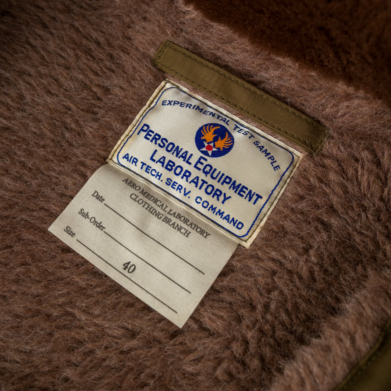 B-15B "TEST SAMPLE" AEROMEDICAL LABORATORY "RAYON COTTON VERSION" OLIVE