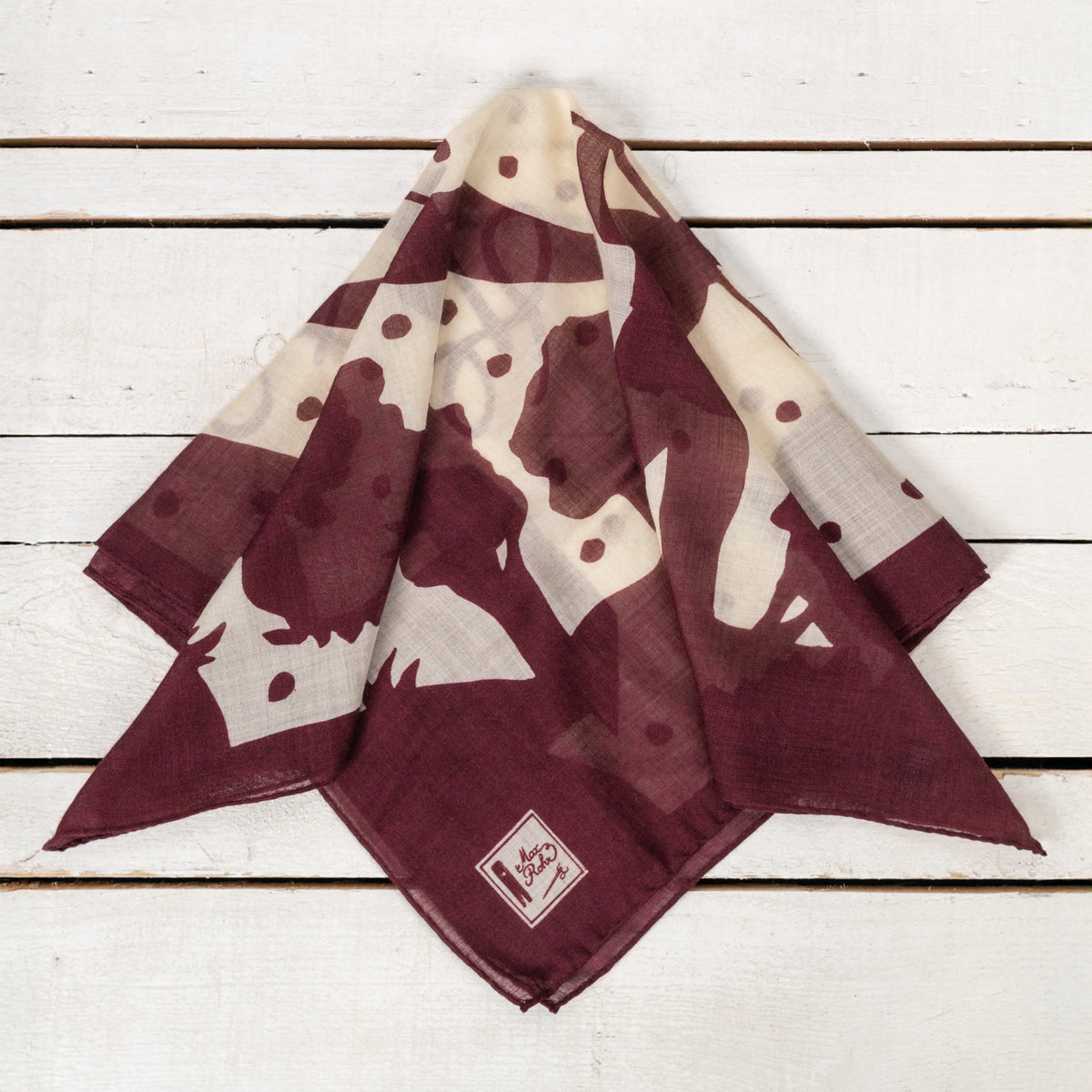 Max Rohr Foulard Bandana Wolle Seide Bordeaux