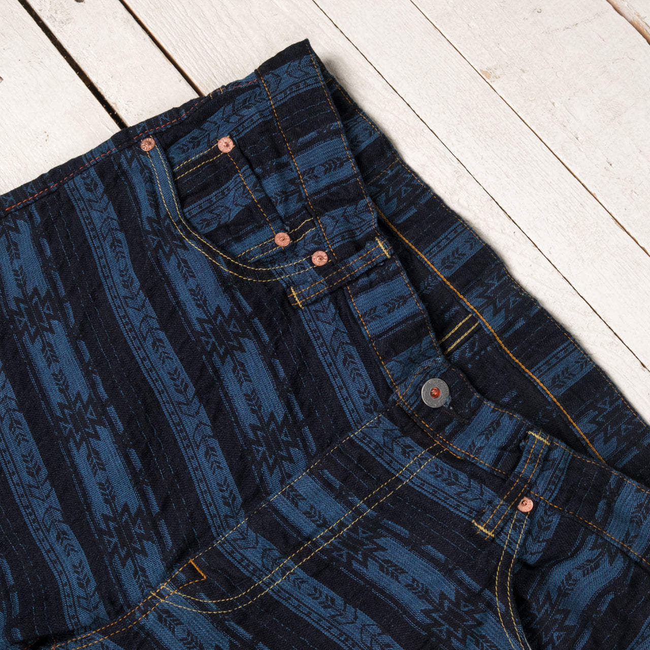 Jacquard Indigo Jeans Straight