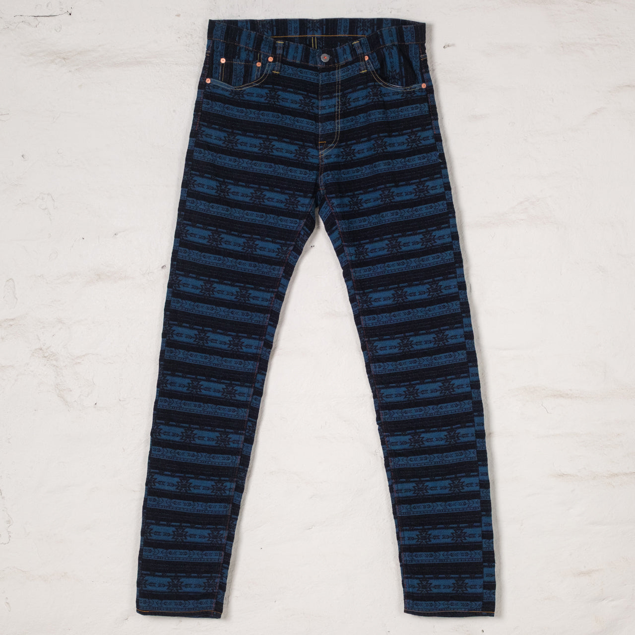 Jacquard Indigo Jeans Straight