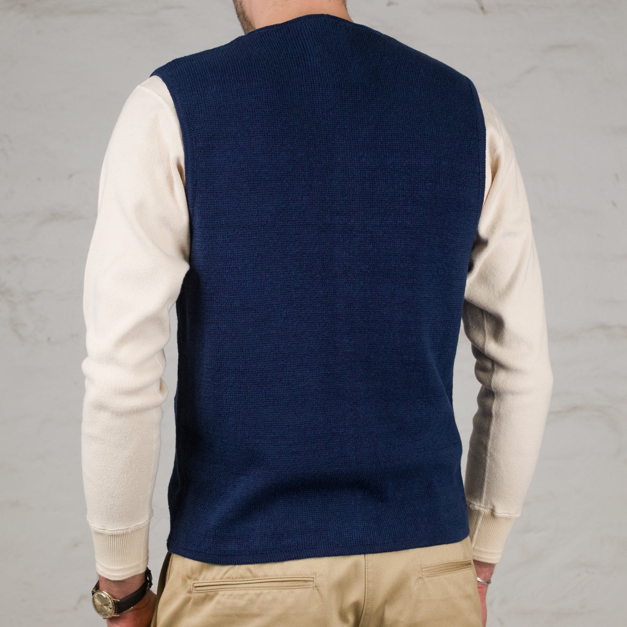 Max Rohr Buttons Vest Linen Indigo