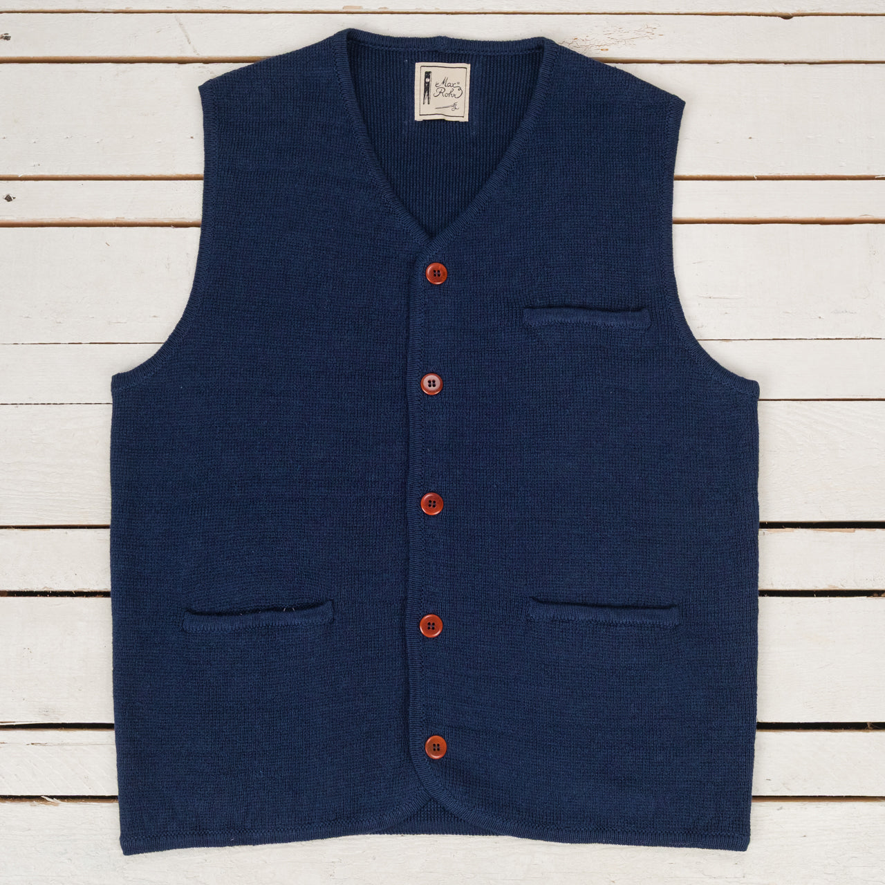 Max Rohr Buttons Vest Linen Indigo