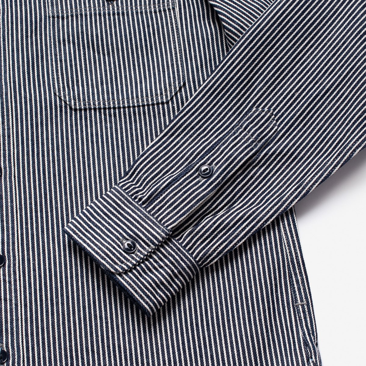 IHSH-274-IND 12 oz. Hickory Stripe Work Shirt Indigo