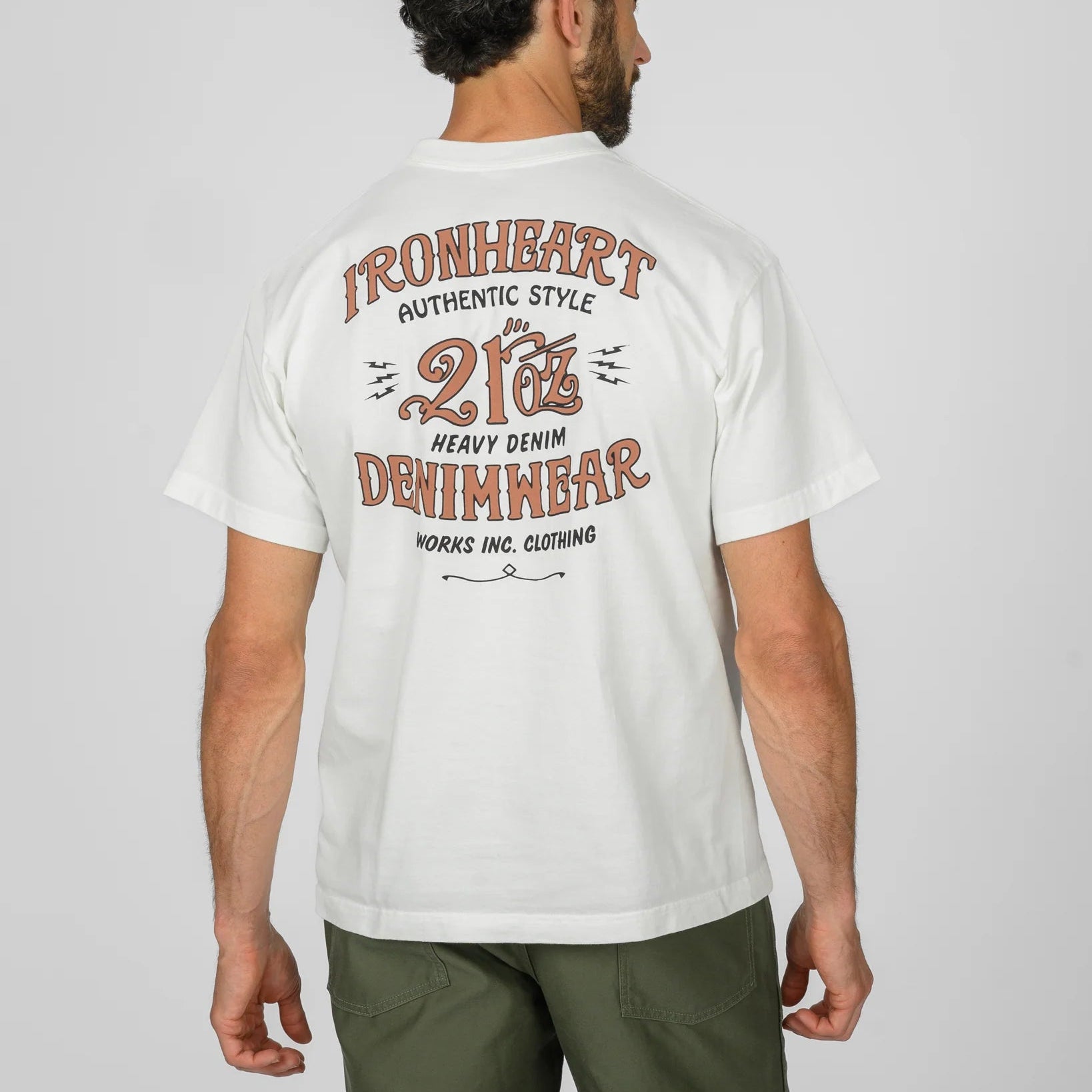 IHT-2603-WHT 7,5 oz. Printed Loopwheel Crew Neck T-Shirt Weiß