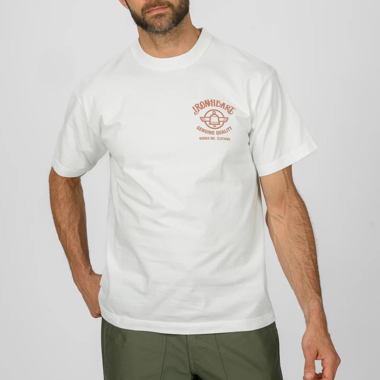 IHT-2603-WHT 7,5 oz. Printed Loopwheel Crew Neck T-Shirt Weiß