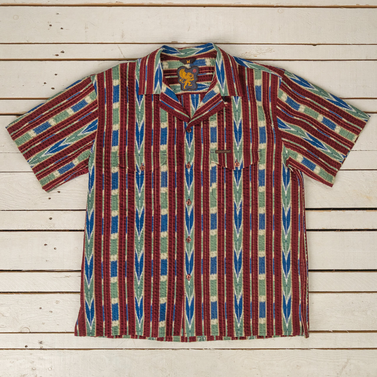 Deville Printed Seersucker Shirt Wine / Ecru