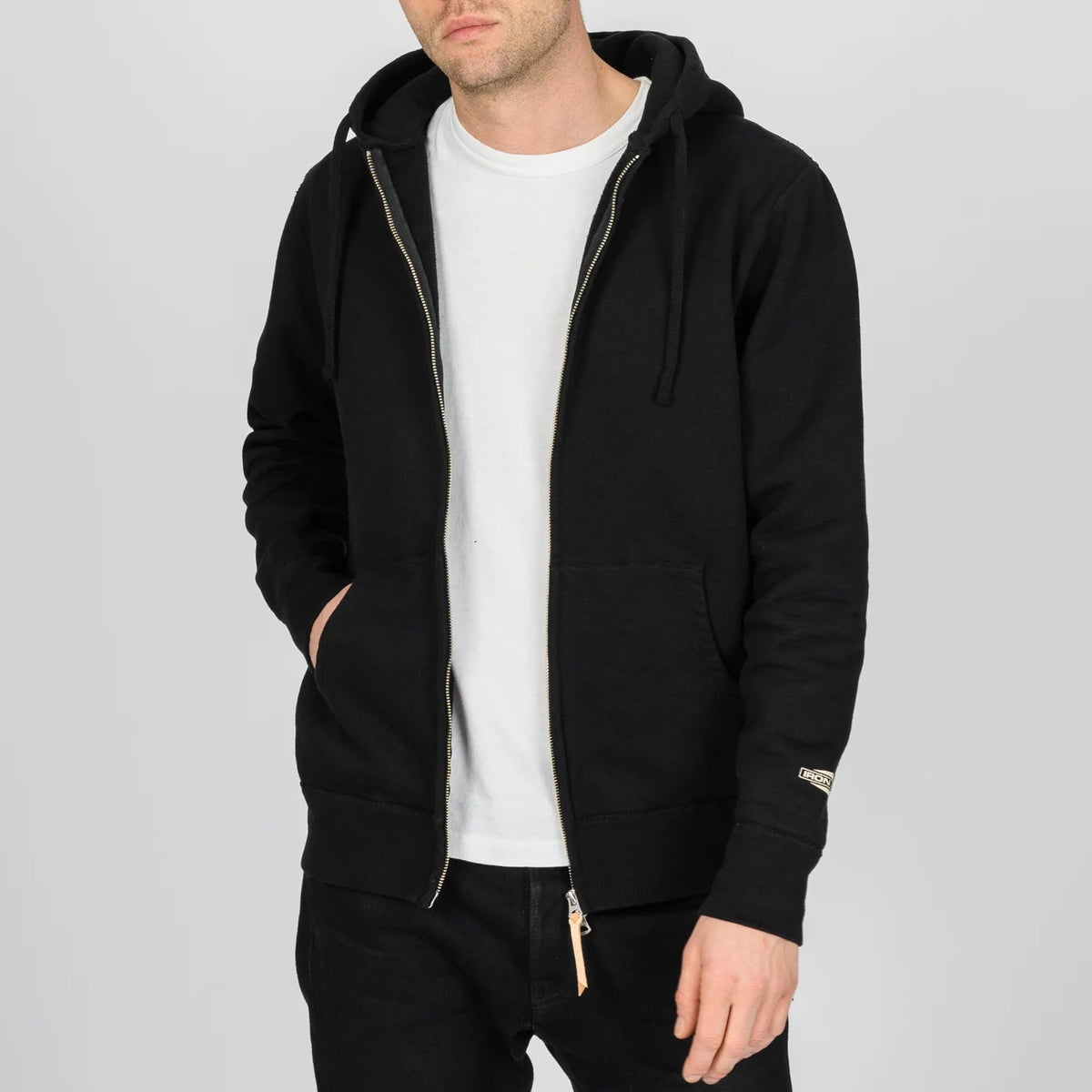IHSW-82L-BLK 14 oz. Ultra Heavyweight Loopwheel Cotton Zip Up Hoodie Schwarz
