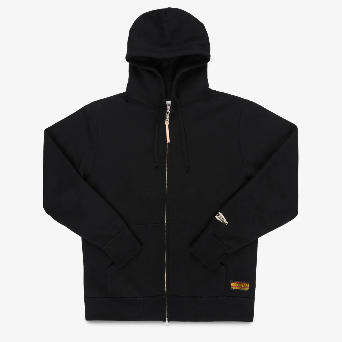 IHSW-82L-BLK 14 oz. Ultra Heavyweight Loopwheel Cotton Zip Up Hoodie Schwarz