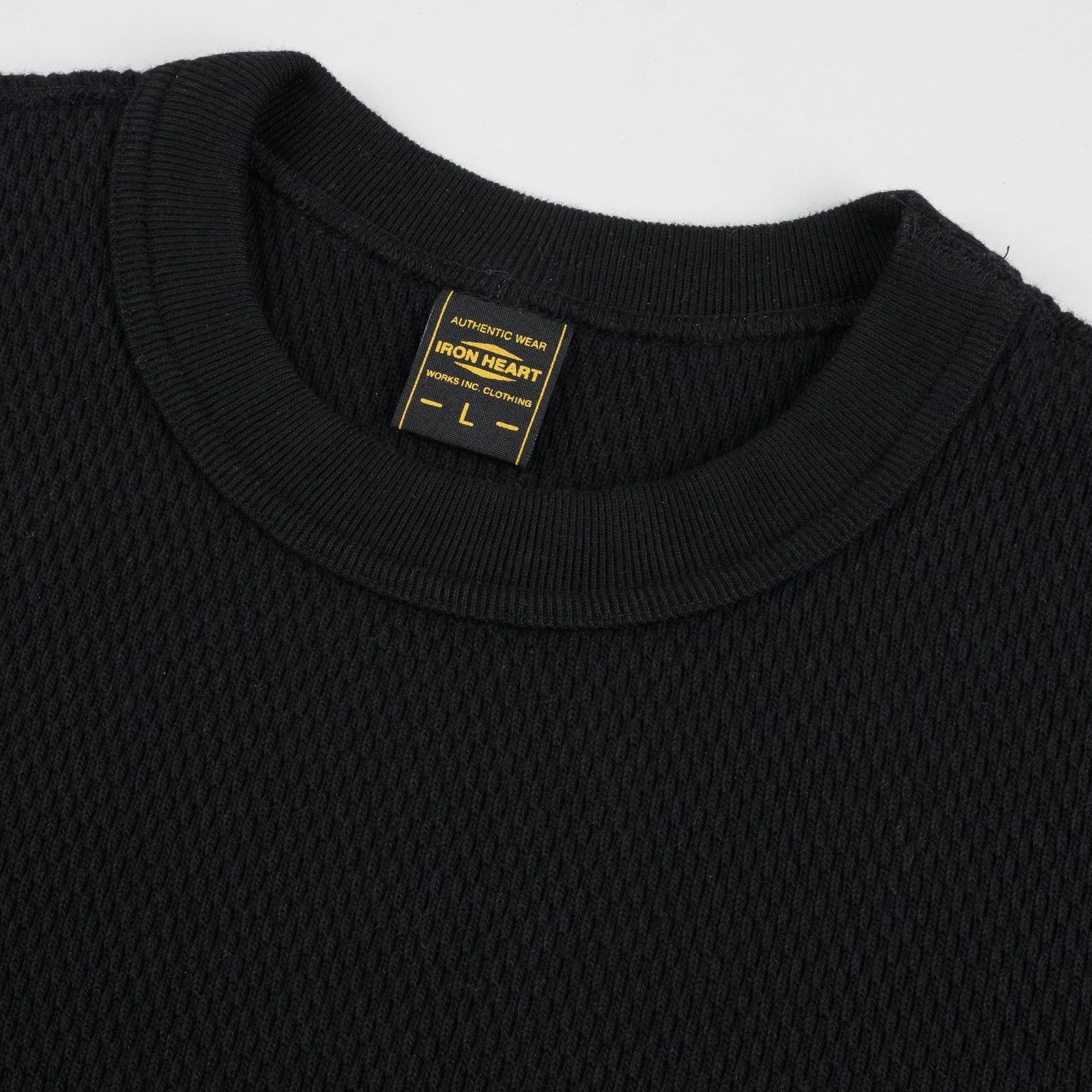 IHSW-86-BLK Pull en molleton thermique épais col rond Noir